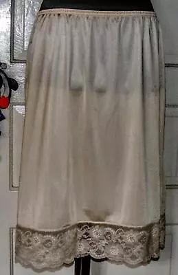 $5.99 • Buy Vintage J C Penney Large Extra Large Beige Half Slip Full 4  Illusion Lace Hem