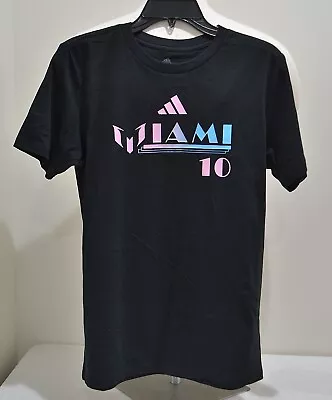 Nwt Youth Unisex Adidas Messi Miami 10 T-shirt Black Shorts Sleeve Sz Xl • $15