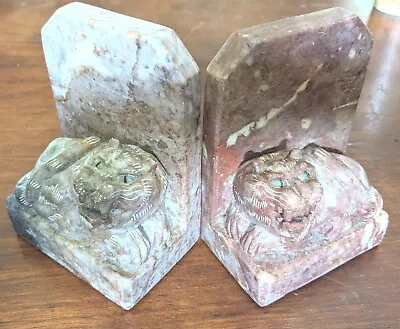 Very Old Carved Soapstone Oriental Tiger Bookends • $49.99