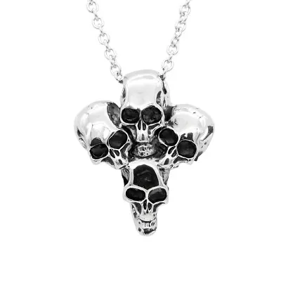 Four Skulls Pendant Necklace Stainless Steel • $7.99