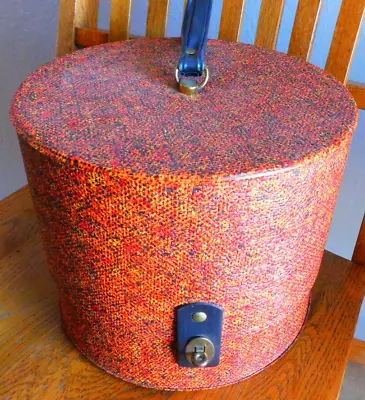 24-254 Vintage Retro Everbest Original Hollywood Tweed Vinyl Hat Wig Carry Case • $45