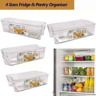 $18.95 • Buy Clear Plastic Fridge Pantry Organiser Kitchen Storage Container Holder 4 Sizes