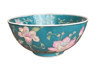 Vintage Chinese Bowl Hand Painted Macau 10” Floral Ceramic • $54