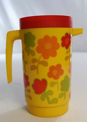 Vintage Retro 70s Plastic Juice Pitcher Alladinware 308 Yellow Groovy Flowers • $18.74