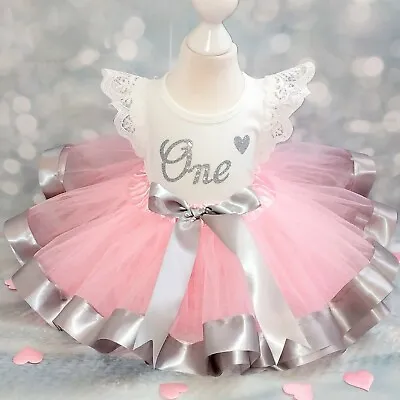 First 1st Birthday Outfit Cake Smash  Party Dress Ribbon Tutu Age 1 One Gift Bow • £23.99