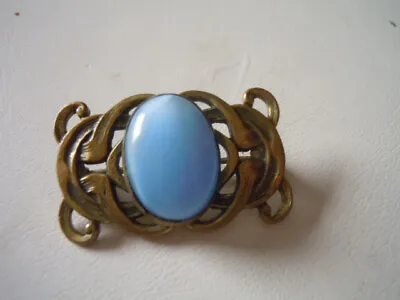 Vintage Celtic Style Bar Brooch Light Blue Center Stone • $10.95