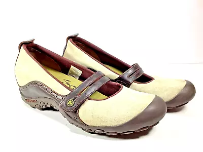 Merrell Plaza Bandeau Women's Size 10 Dark Taupe Suede & Leather Mary Jane Shoes • $29.79