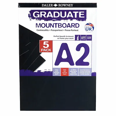 Daler Rowney A2 Graduate Mount Board Pack Of 5 Black • £10.05