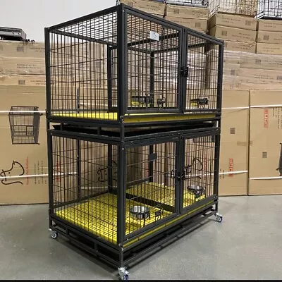 2 Level 43  Heavy Duty Dog Cage W/Removable Divider Crate Pet Kennel 4Front Door • $525
