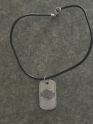 Harley-Davidson® MOD® Stainless Steel Dog Tag Leather Cord Necklace Or Choker • $12