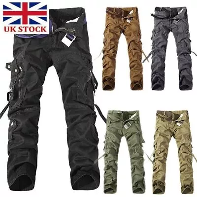 Men Army Cargo Pants Camo Combat Tactical Military Work Outdoor Trousers Hiking • £19.99