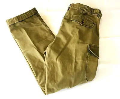 Lands End Men's Flannel Lined Cargo Pants Size 35 Green • $11.99