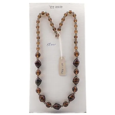 Vintage Czech Necklace Caramel Satin Marble Topaz Glass Beads 23  • $50