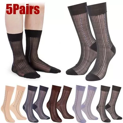 5x Men Ultra-thin Silk Sheer Trouser Socks Over Ankle Summer Stretchy Stocking • $9.89