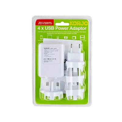 $32.95 • Buy Korjo 4-Port USB World Travel Power Adaptor Charger Plug AU NZ UK EU US JAPAN