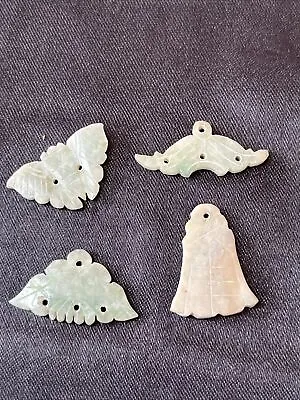 Lot Of 4 Small Carved Green Jade Pendants 24Ct. (4.8G) Both Sides Carved. • $35