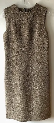 A Detacher Size 8 Heavy Wool Tweed Sheath Dress Lycra Stretch Knee Length USA • $215