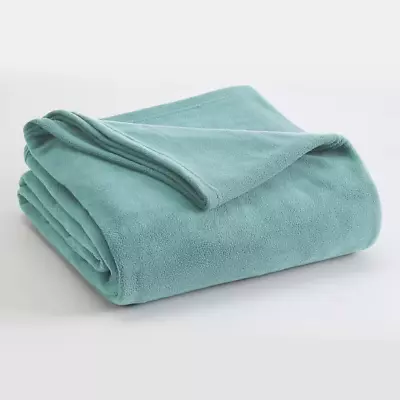 Bed Blanket Queen Size Microfleece Light Blue Solid 90 X 90 In Machine Washable • $38.26