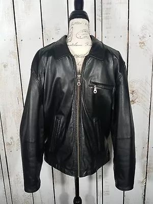 Wilsons Leather Jacket Mens Medium Full Zip Moto Biker Or Everyday Wear Black • $49.98