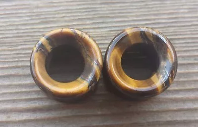 Pair Of Tiger Eye Tunnel Plugs Gauges Body Jewelry Double Flared • $6.99