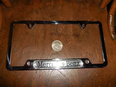 Mercedes Benz Metal Chrome License Plate Frame+1972 Coin$1 Eisenhower BIN • $17.97