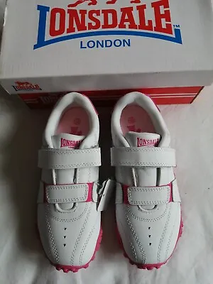 Girls Sneakers White/Pink Size C13/EU31.5 By Lonsdale Fulham Upper Leather New! • £29.99