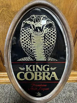 Vtg King Cobra Mirror Malt Liquor Anheuser Busch Beer Bar Sign 23”x15” • $89