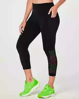 Zumba Put The Art In Heart High Waisted Crop Leggings - Bold Black ~ XS S M L XL • £41.45