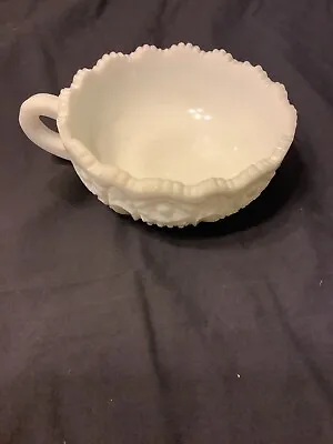 Collectible Vintage White Milk Glass Handled Nappy Cereal/Soup Bowl-5”W X 2.5”T • $12