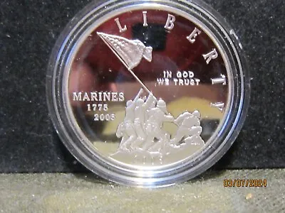 USMC Marine Corps 90% Silver $1. Dollar Encapsulated PROOF 2005 P • $49.25