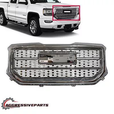 $169.99 • Buy Upper Chrome Front Bumper Grille Denali Style For 2016 2017 2018 GMC Sierra 1500