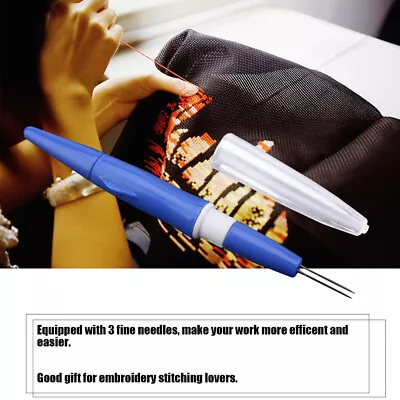 Embroidery Felting Needle Punch Pen With 3 Fine Needles Set Tool For DIY XAT UK • £10.49