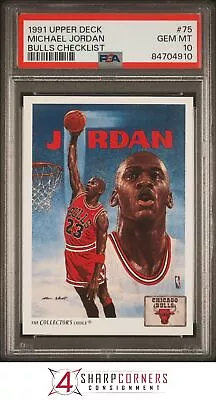 1991 Upper Deck #75 Michael Jordan Hof Bulls Checklist Psa 10 • $55