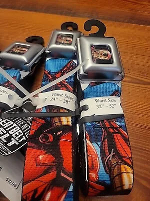 Marvel IRON MAN Comic Buckle Down Seatbelt Belt NEW Fits Waist Sizes 32 - 52 • $19.99