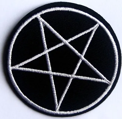 £2.45 • Buy Pentagram Star Patch Halloween Embroidered Iron Sew On  Heavy Metal Goth Biker