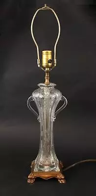 Antique Early 20thC Hand Blown Cut Glass Vase Table Lamp NO RESERVE • $49