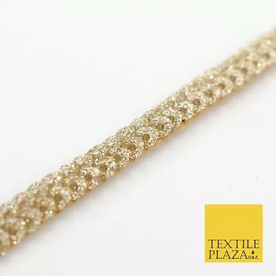 £2.50 • Buy Gold Glitter Double Sequin Slim Trimming Border Ribbon Indian Ethnic Trim X598