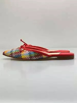 MANOLO BLAHNIK Ballerimu RAFIA Braided Sandal 39 Multicolour • $479.45