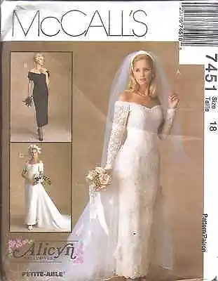 7451 UNCUT Vintage McCalls SEWING Pattern Wedding Bridal Gown Bridesmaids Dress • $6.99