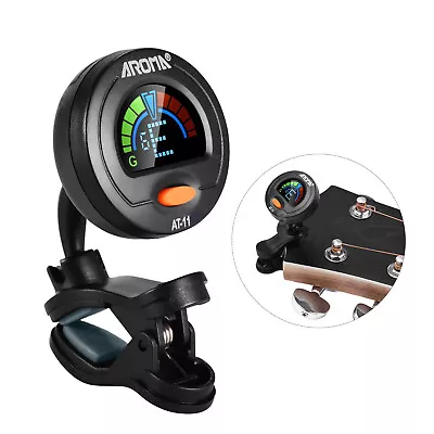 AROMA AT11 Clip-on Tuner 360 Degrees Adjust For Guitar Bass Ukulele Violin E0F1 • $6.99