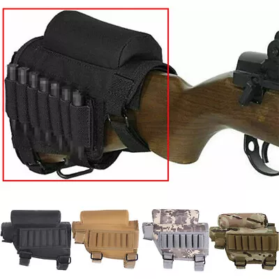 Tactical Butt Stock Rifle Cheek Rest Pouch Pad Ammo Carrier Shell Cartridge Bag • $9.99