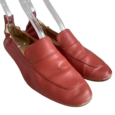 Everlane The Day Loafer Slip On Shoes 9 Dark Rose Red Leather Elastic Heel Flats • $29.99