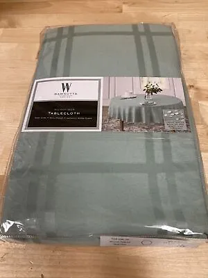 NEW Wamsutta Spill Proof 90 In. Round Microfiber Tablecloth - Fog • $20.99