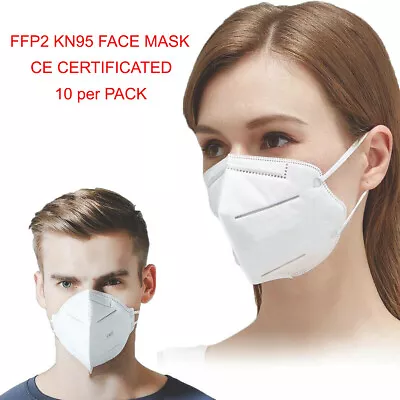 FFP2 Face Mask Face Covering PPE 10 X Pack Virus Protection Integrated Nose Clip • £5.69