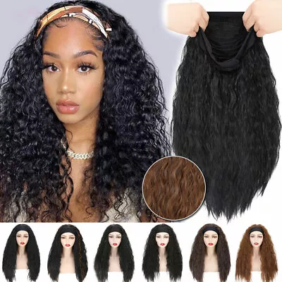 24  Long Thick Curly Headband Wigs Real Natural Hair Wig Cosplay Daily Lolita UK • £22.59