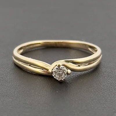 £125 • Buy 9ct Yellow Gold 0.15ct Diamond Solitaire Ring Size O Hallmarked