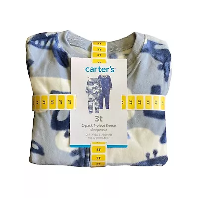 Carter's Baby Boy's 2-Pack Fleece Footed Full-Zip Pajamas (Blue Camo/Moose 3T) • $16.99