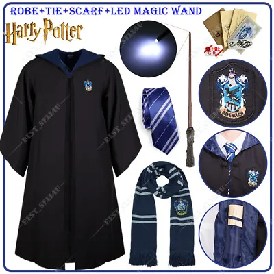 £10.59 • Buy Harry Potter Luna Lovegood Ravenclaw Robe Cloak Tie LED Magic Wand Scarf Costume