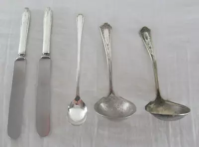 Antique Silver Plate Flatware Mixed Lot Of 5 Utensils R Wallace Oneida Bride • $8.98