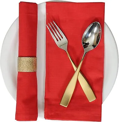 £8.99 • Buy Set Of 12 Cotton Napkins Red Hotel Wedding Party Table Linen Dinner 20  X 20 